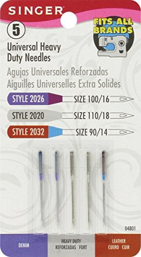 SINGER 04801 Universal Heavy Duty Sewing Machine Needles, 5Count