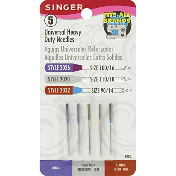 SINGER 04801 Universal Heavy Duty Sewing Machine Needles, 5-Count