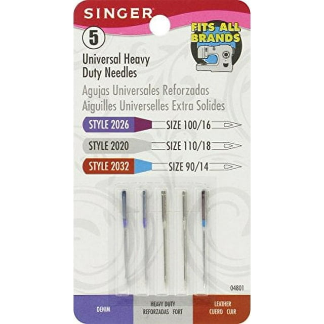 SINGER 04801 Universal Heavy Duty Sewing Machine Needles, 5Count