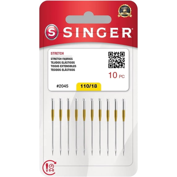 SINGER 10-Pack Stretch 2045 Sewing Machine Needles, Size 110/18