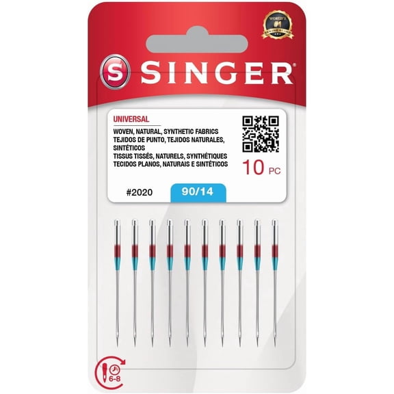 Singer 10-Pack Universal 2020 Sewing Machine Needles, Size 90/14