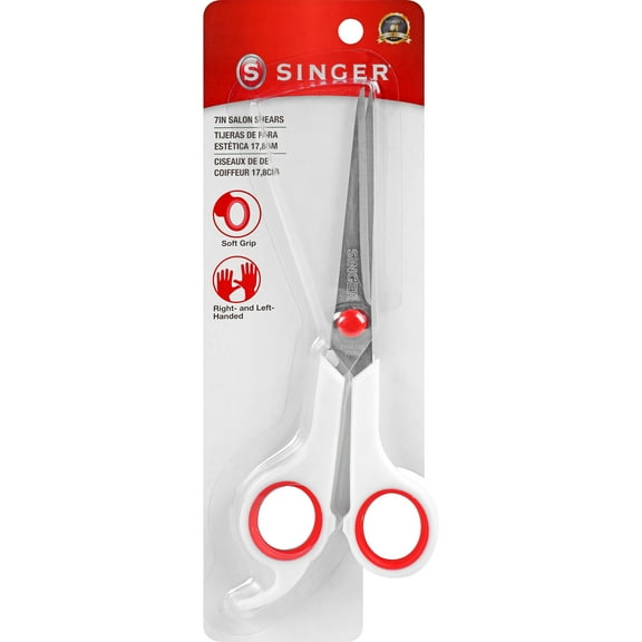 SINGER 7" Salon Shears with Finger Rest and Red & White Comfort Grip