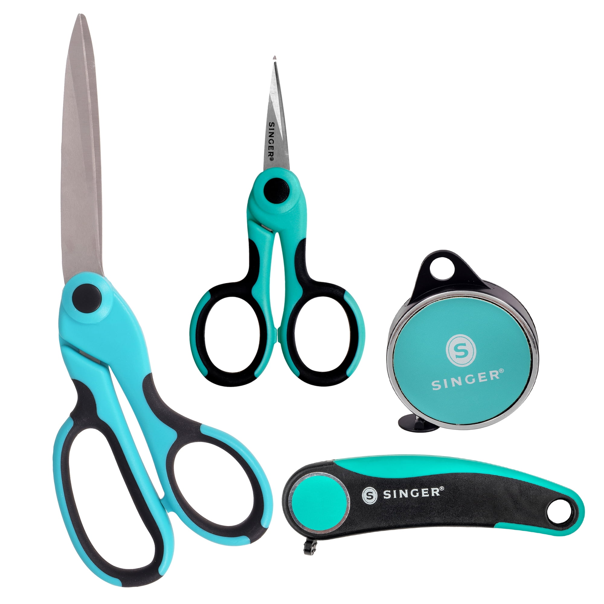 SINGER 5-1/2-inch Proseries Heavy Duty Scissors With Power Notch , Teal  00558 M207.57 
