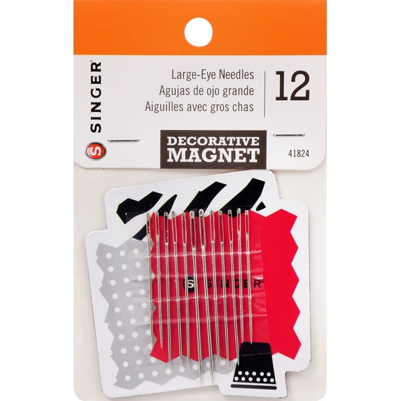 SINGER Assorted Large Eye Needles with Decorative Magnet, 12 Count