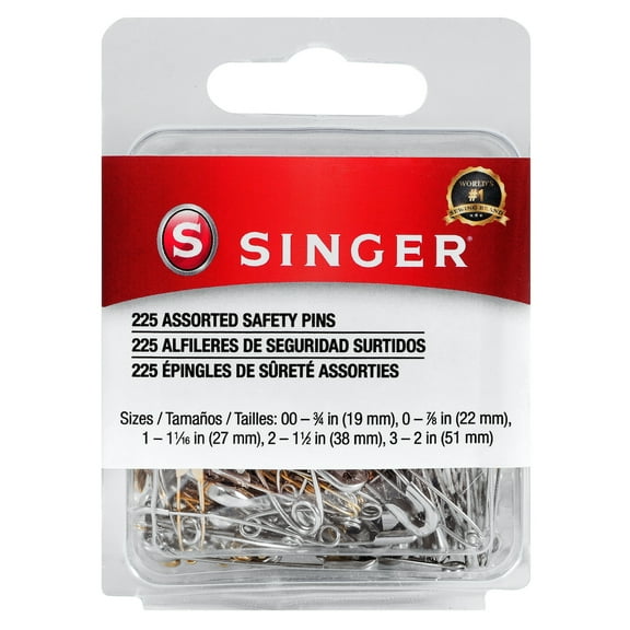 SINGER Assorted Safety Pins In A Resealable Container, 225 Count