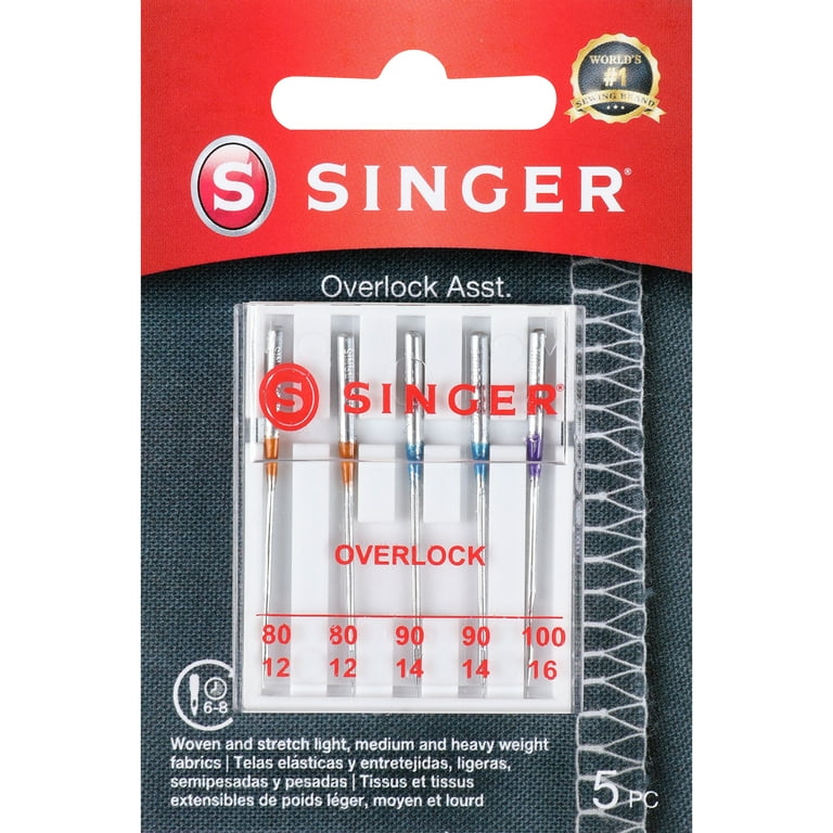SINGER Assorted Size Overlock Sewing Machine Needles 5 Pack for