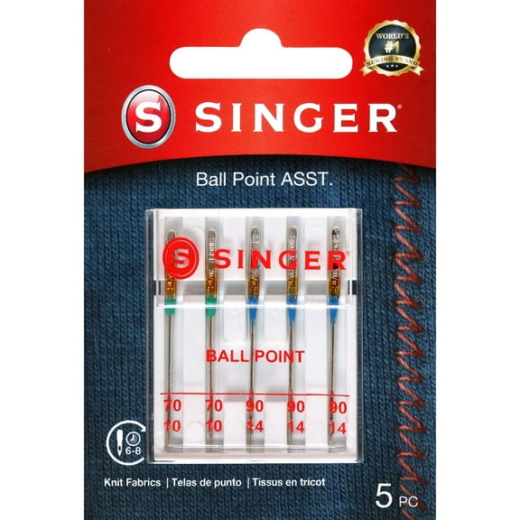 SINGER Ball Point Sewing Machine Needles, Size 70/10, 80/12 - 5 Count