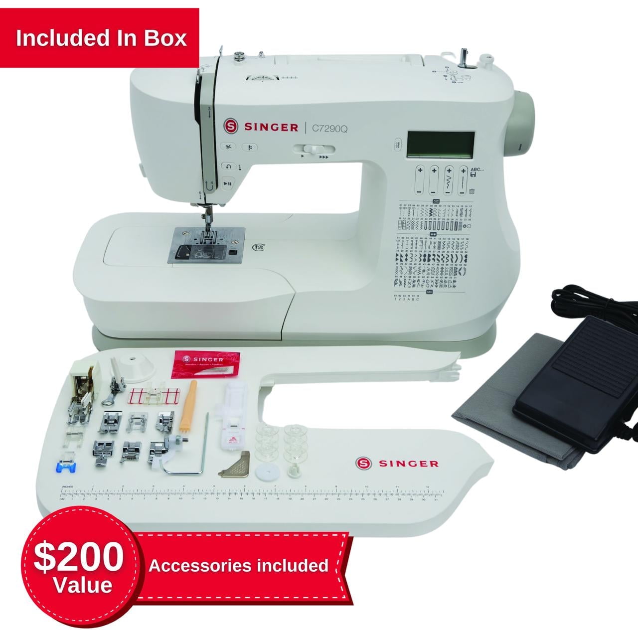 SINGER C7290Q Sewing & Quilting Machine + Accessories & Extension Table | 417 Stitch Applications