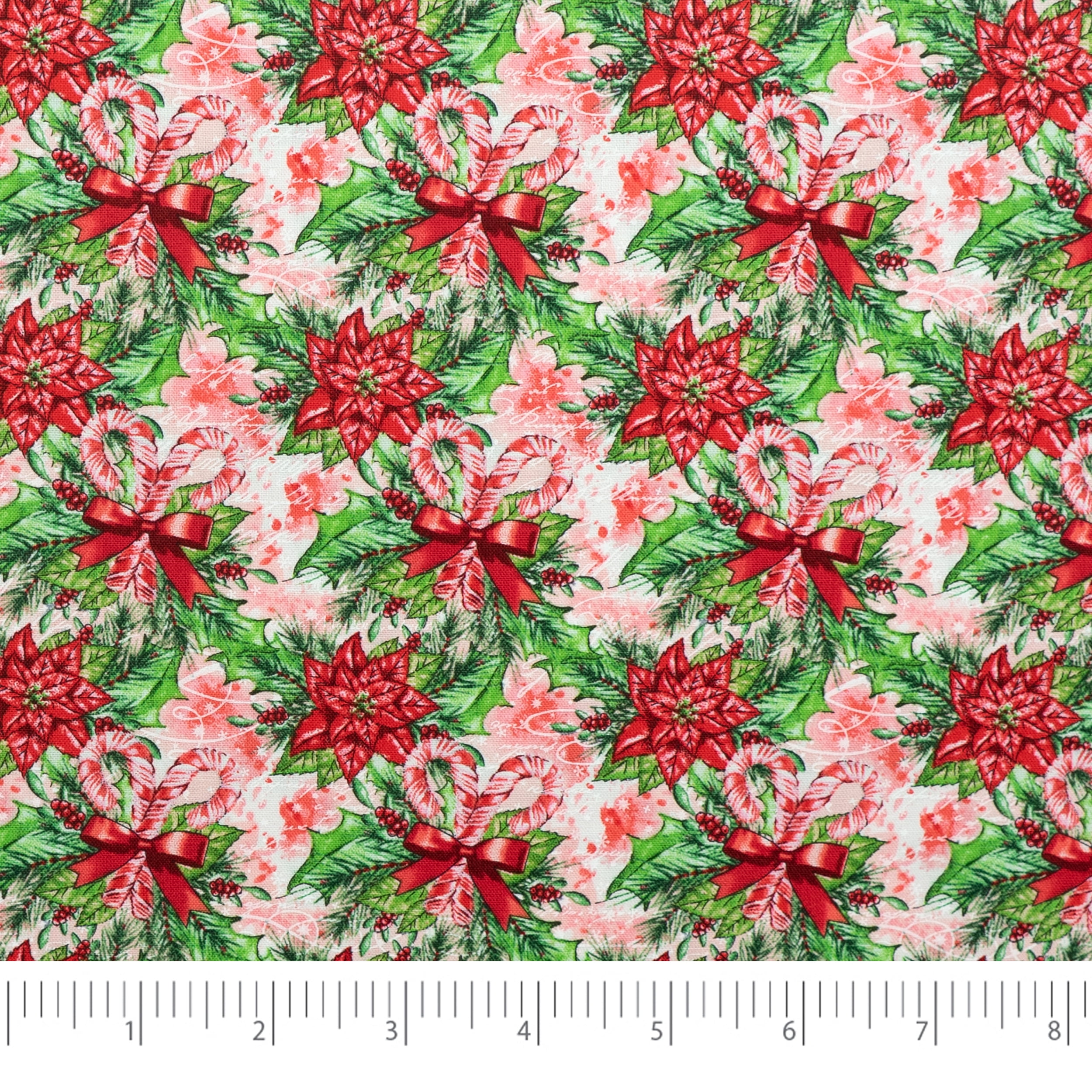 SINGER Christmas Collection 44" 100% Cotton Poinsettia Sewing & Craft Fabric 8 yd By the Bolt, Pink, Green and Red