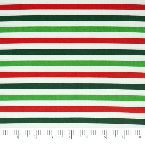 SINGER Christmas Collection 44" 100% Cotton Stripes Sewing & Craft Fabric 8 yd By the Bolt, Multi-color