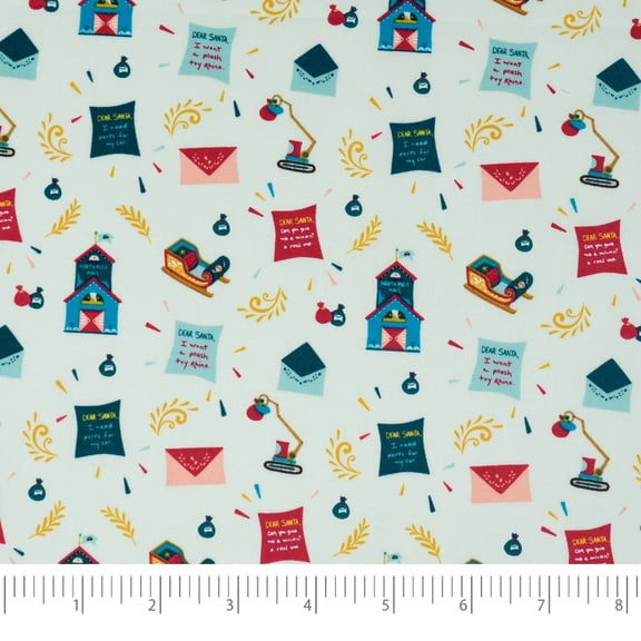 SINGER Christmas Collection 44" x 2 yd 100% Cotton Houses Letters Sewing & Craft Fabric, Multi-color