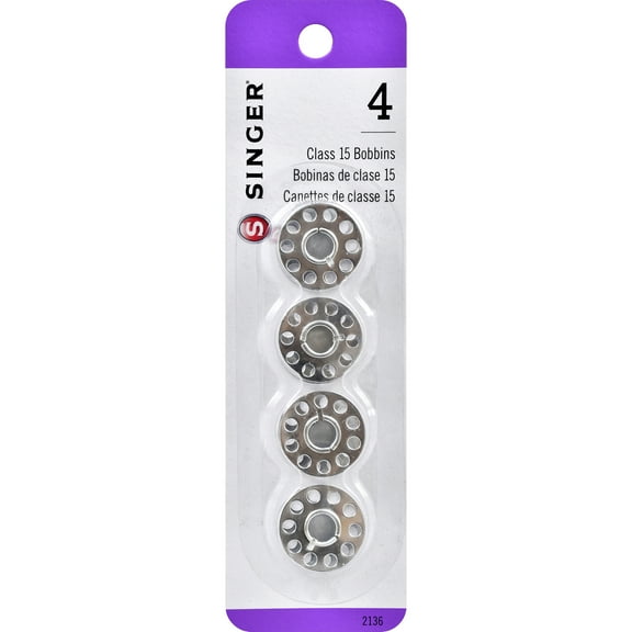 SINGER Class 15 Metal Bobbins, 4 Count