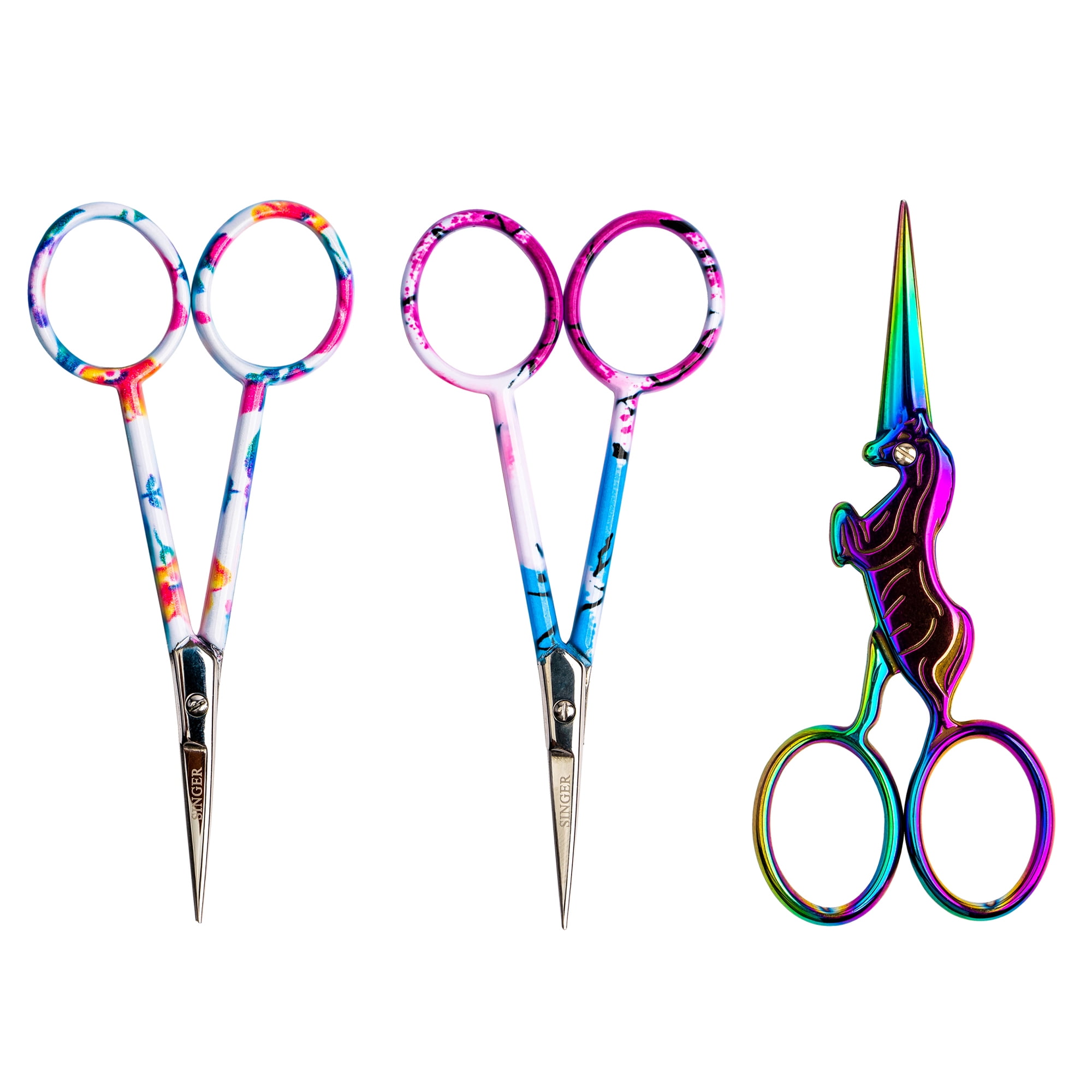 Singer Set Of 3 4 Forged Embroidery Scissors With Pastel Printed
