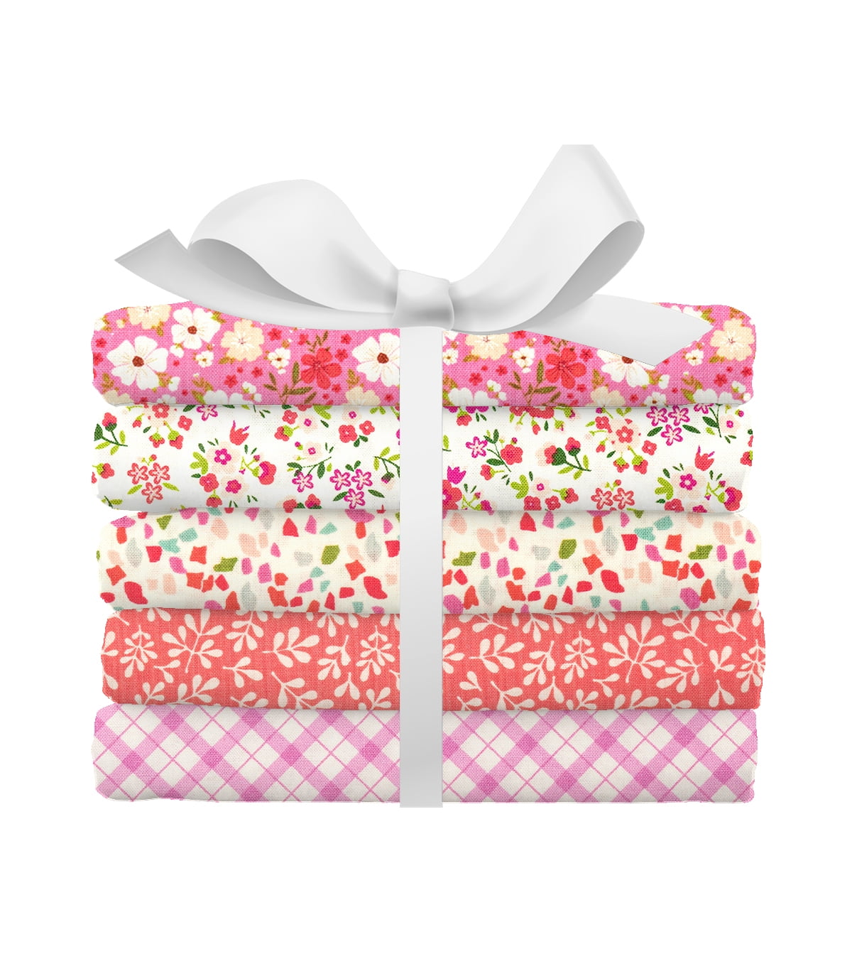 SINGER 100% Cotton Fabric Bundle, Ditsy Floral Pink, 5