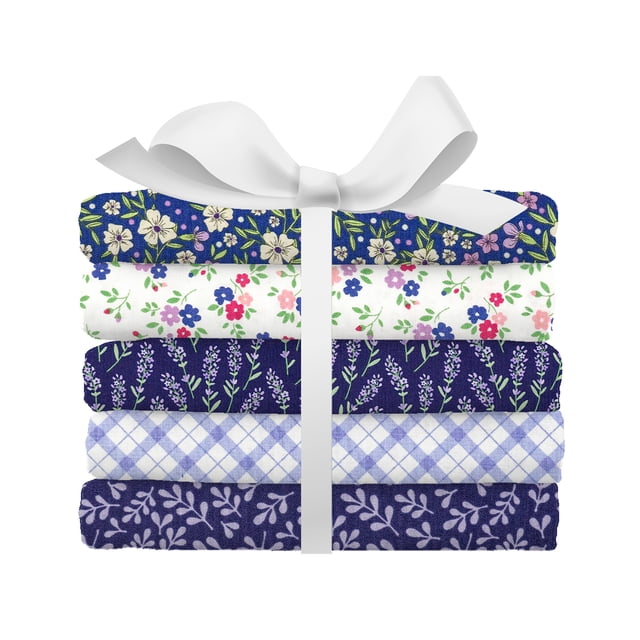 Cloth Singer SINGER FABRIC, 100% COTTON, 5 PIECES BUNDLE, PURPLE FLORAL FIELD ...