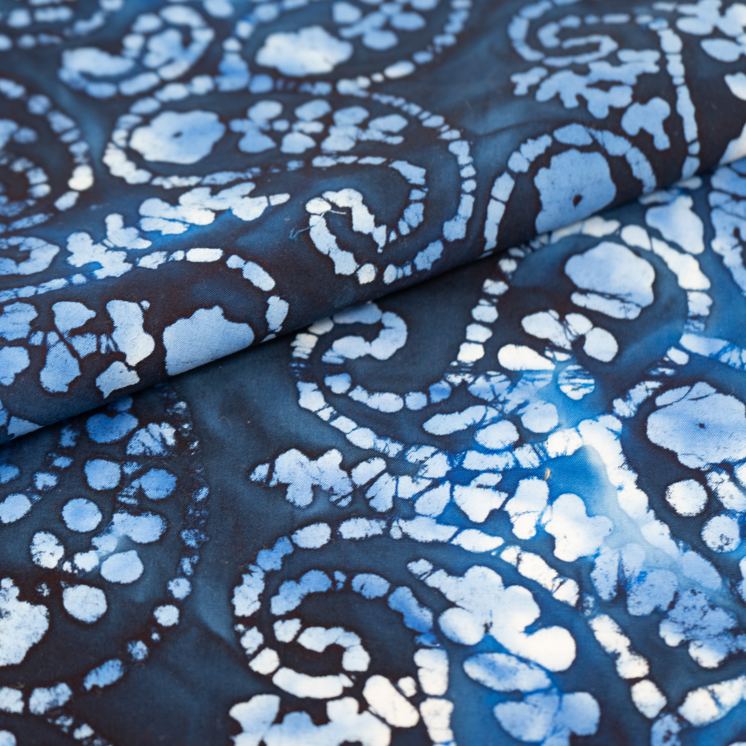 Black and Brown Patchwork Swirls Batik Cotton Fabric by the Half Yard