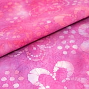 SINGER Fabric Batik 100% Cotton Print Pink Flower, 42 inch, Cut by the Yard