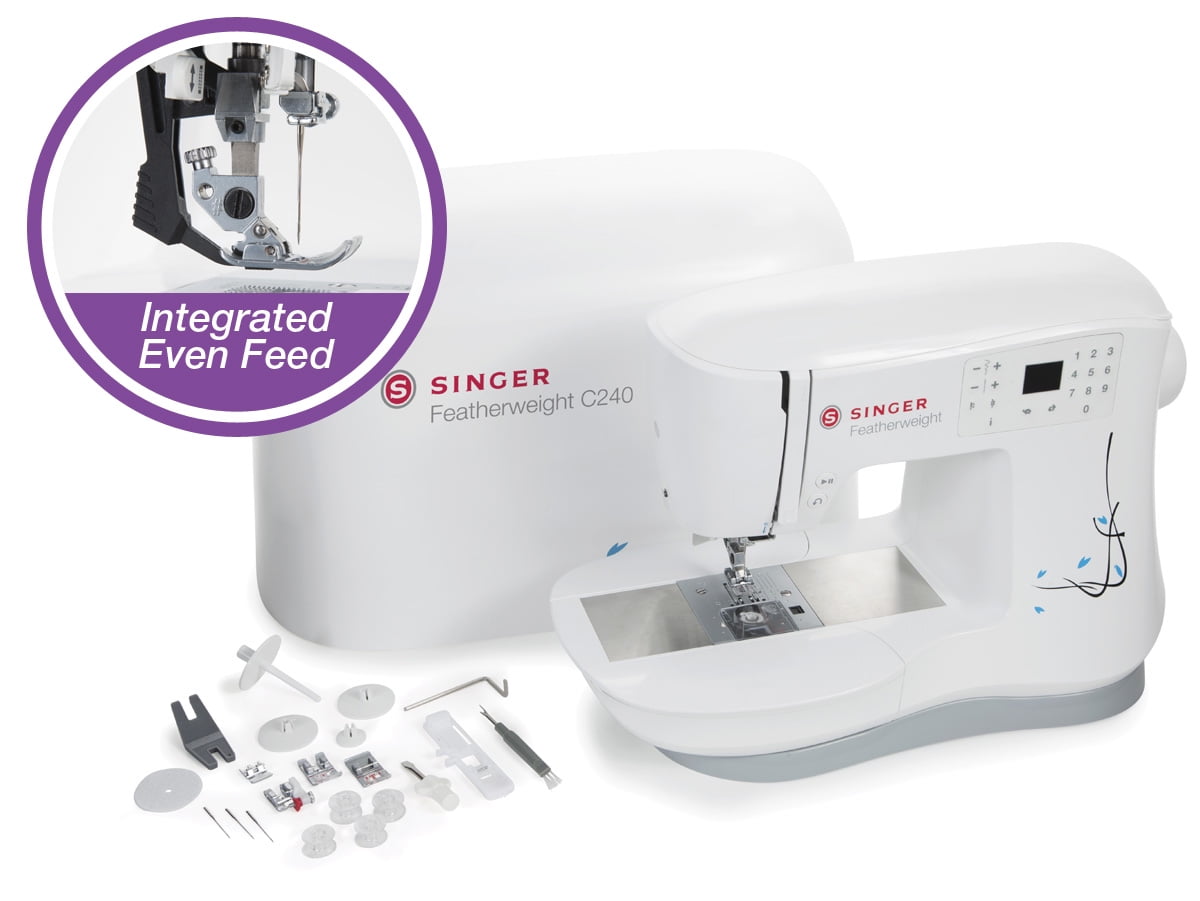 SINGER® Featherweight™ Stitch & Easy Selection C240 More Includes 70 Stitches, Frame, Built-in Metal System, Heavy Duty Touch IEF