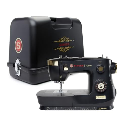 SINGER HD500 Classic Black Sewing Machine & Hard Carrying Case Bundle