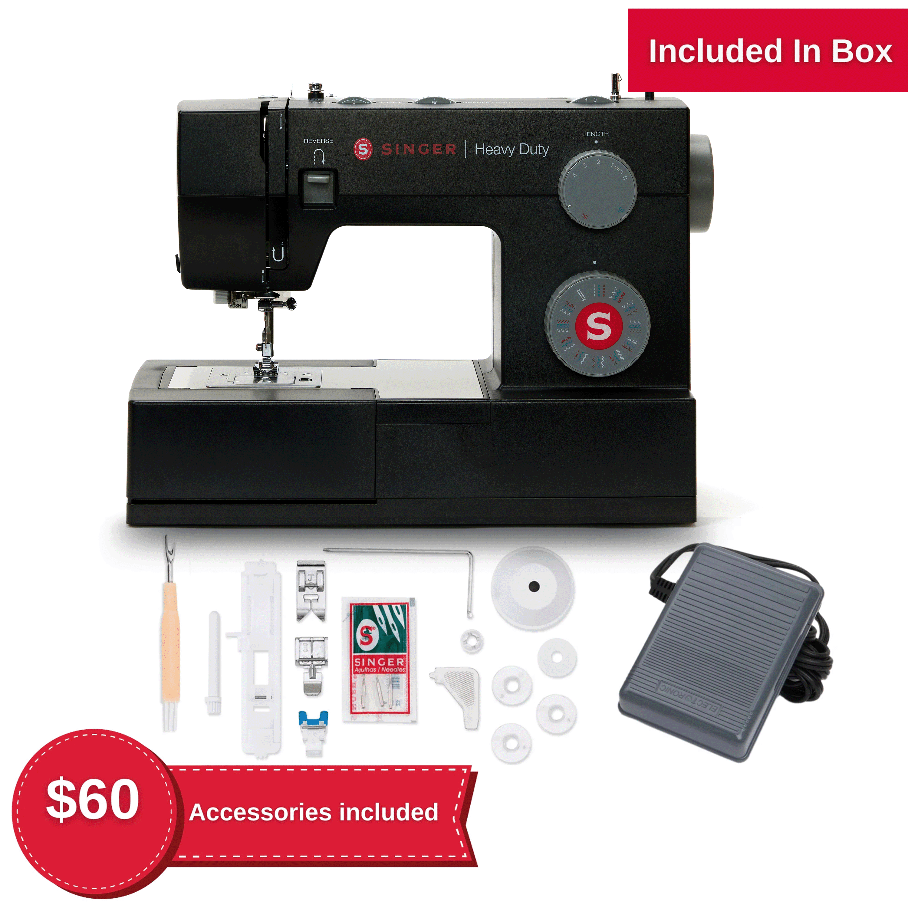 Singer Heavy Duty Black Sewing Machine with Accessory Kit