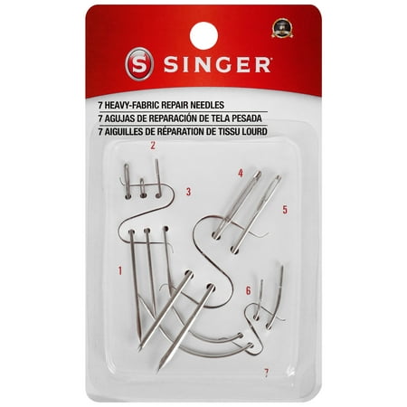 SINGER Heavy-Duty Repair Steel Hand-Sewing Needles, Assorted Sizes, 7 Pieces