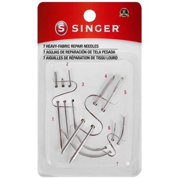 SINGER Heavy-Duty Repair Steel Hand-Sewing Needles, Assorted Sizes, 7 Pieces