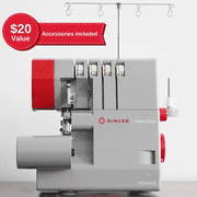 SINGER Heavy Duty Serger HD0450S with Accessories, 2-3-4 Thread Capability, 1300 stitches/min, 60% larger cutting knife, Metal Frame & LED Lights