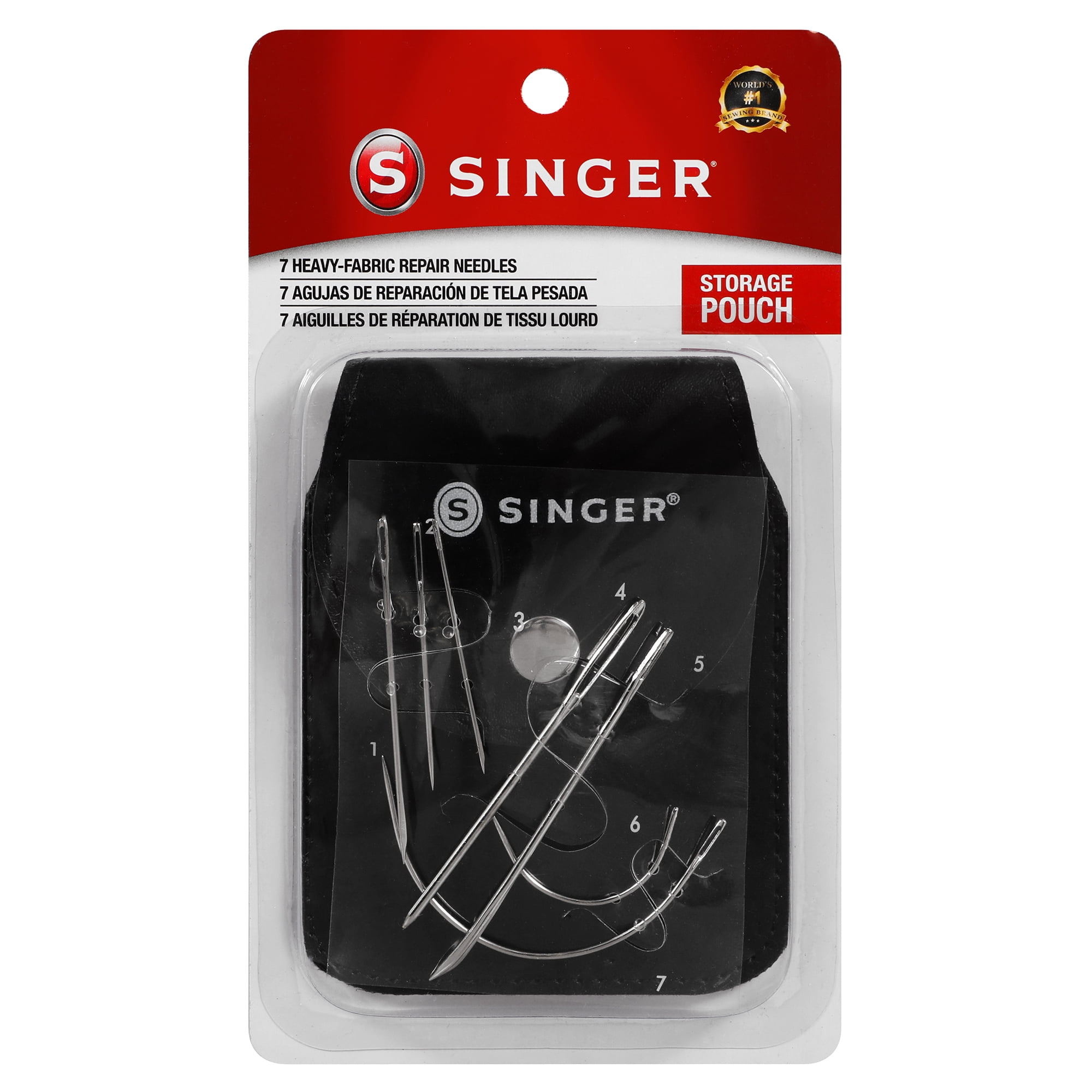 SINGER Heavy Fabric Repair Steel Hand-Sewing Needles with Storage Pouch, 7  Count