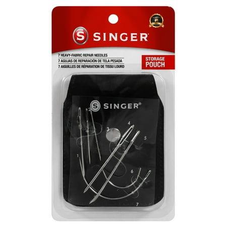 SINGER Heavy Fabric Repair Steel Hand-Sewing Needles with Storage Pouch, 7 Count