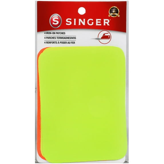 SINGER Iron-On Patches - Neon Green & Neon Orange - 3.75� x 5� - Set of 4