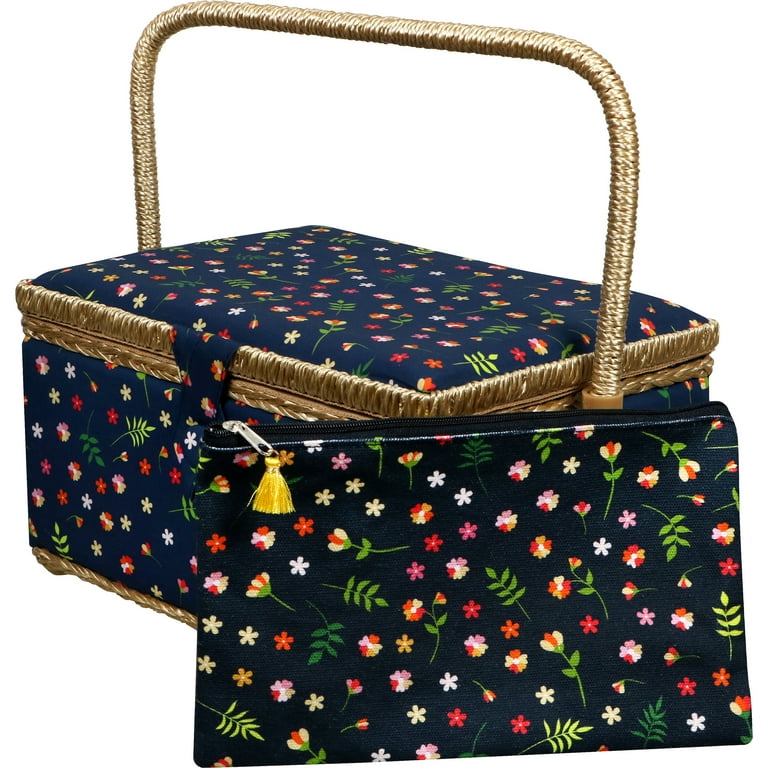  SINGER Sewing Basket with Sewing Kit Accessories (Organic  Natural Print)