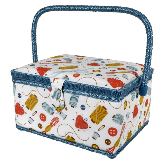 SINGER Large Sewing Basket in Sewing Accessories Print, Multicolor