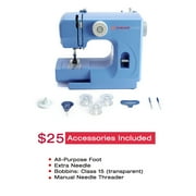 SINGER M1000 Lightweight & Portable Sewing Machine With 32 Stitch Applications, LED Light & Top drop-in bobbin for Hems | Great for Mending - Blue