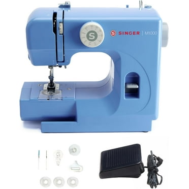 SINGER M1000 Lightweight & Portable Sewing Machine With 32 Stitch Applications, LED Light & Top drop-in bobbin for Hems | Great for Mending - Blue