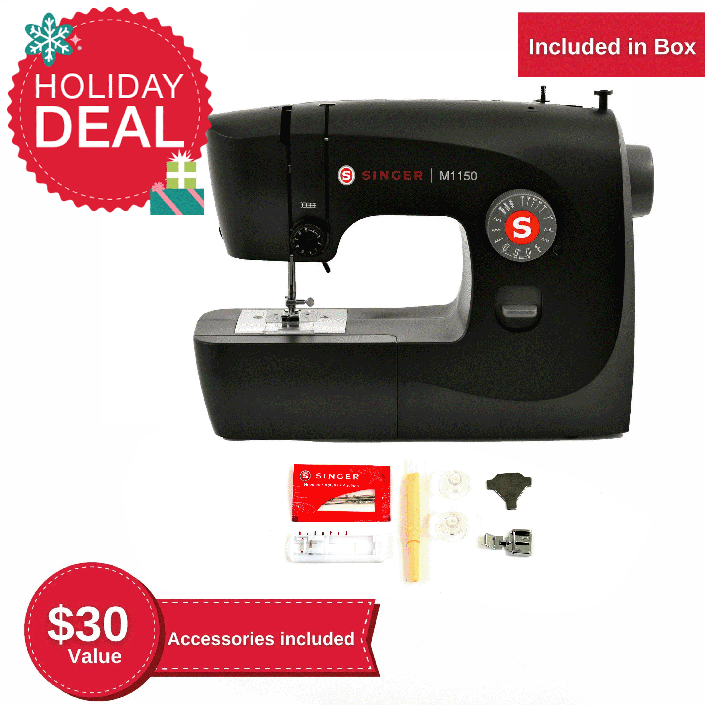 Singer M1150 Black Portable Mechanical Sewing Machine with LED Light