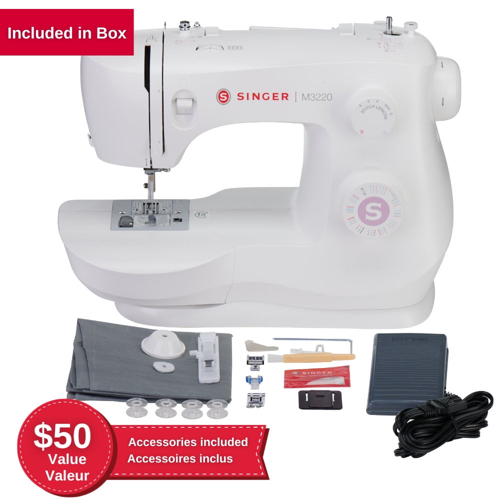 SINGER M3220 Lightweight & Portable Sewing Machine With 108 Stitch Applications, LED Lighting & 1-Step Buttonhole | Ideal for Crafting, Home Dcor, and Fashion Sewing
