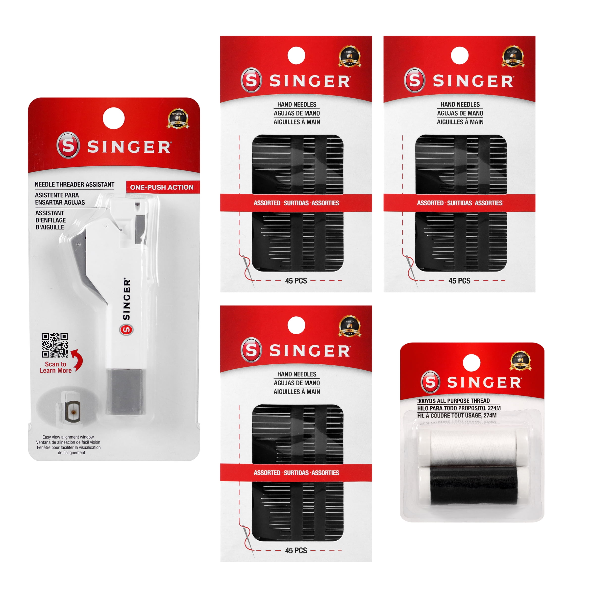 SINGER Needle Threader Assistant for Easy Hand Sewing, Includes Thread