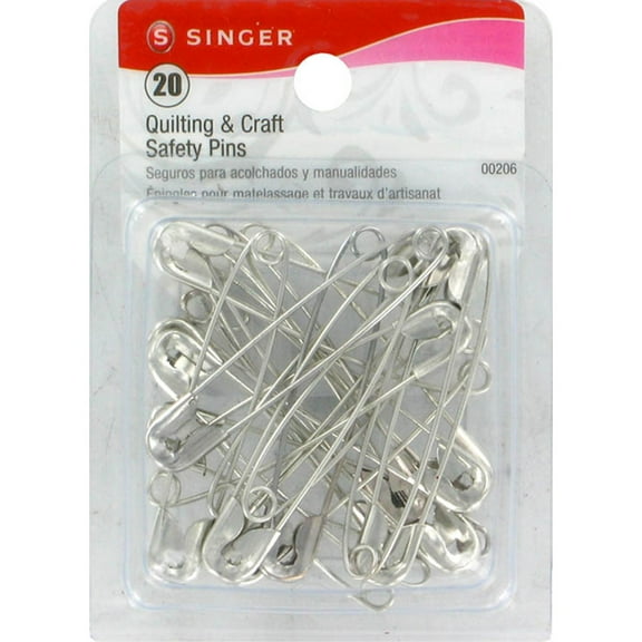 SINGER Quilting & Craft Safety Pins Silver Size 3 Sewing Fasteners 20-Pack