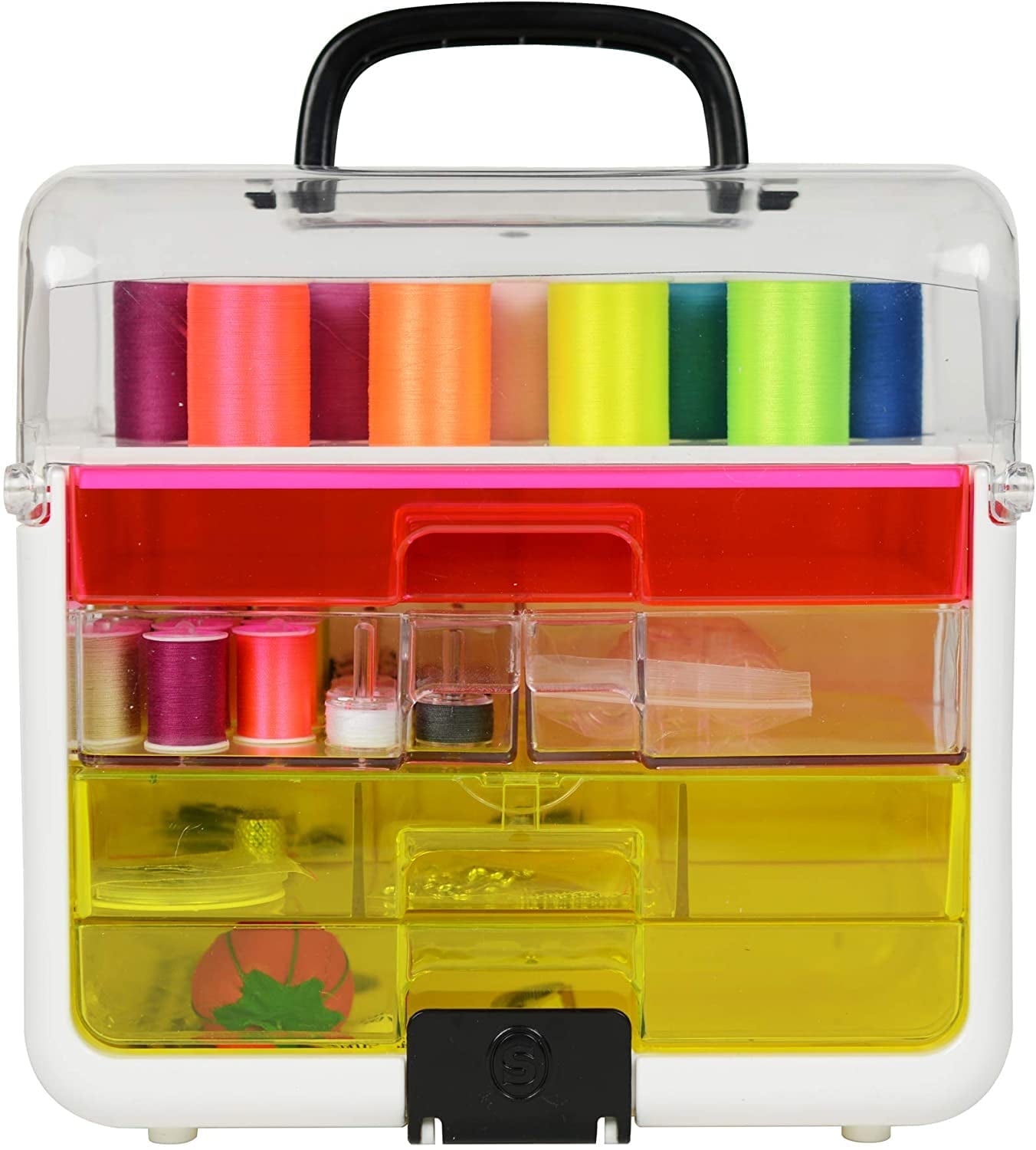 Neon Portable Sewing Kit with Transparent Storage Case