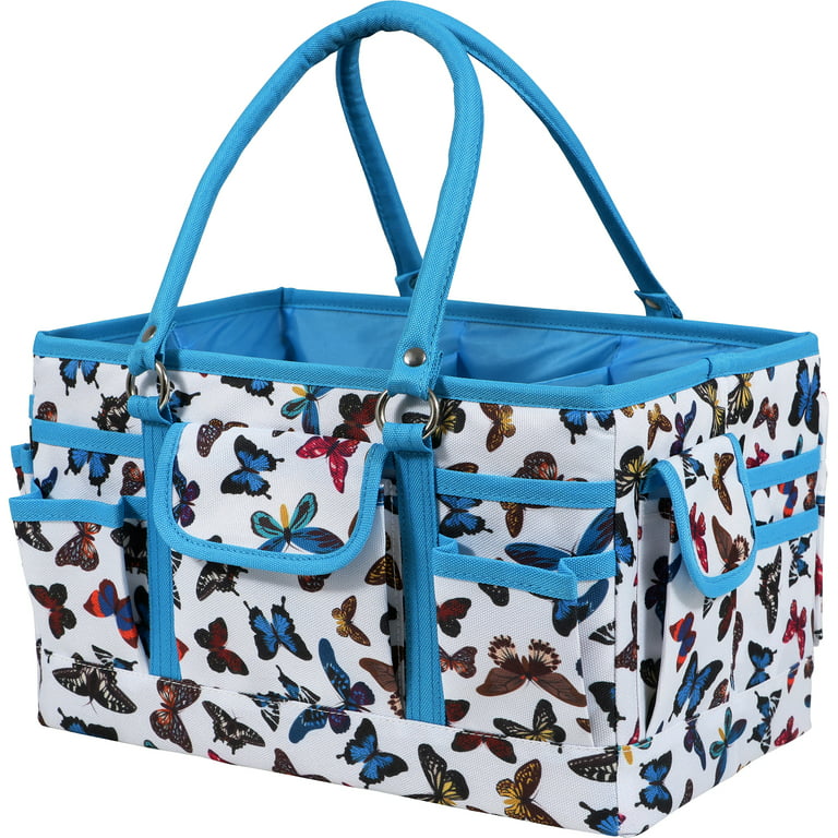 SINGER Sewing Storage Organizer Collapsible Tote Caddy, Craft Storage,  Abstract Geometric Print, 1 Count