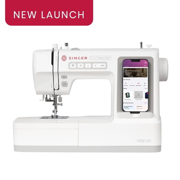 SINGER Smart Heavy Duty 9120 Computerized Embroidery-Capable Sewing Machine, Built-in Straight Stitches plus 200+ Stitches via the CREATIVATE App, 900 Stitches/Min
