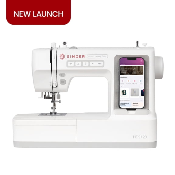 SINGER Smart Heavy Duty 9120 Computerized Embroidery-Capable Sewing Machine, Built-in Straight Stitches plus 200+ Stitches via the CREATIVATE App, 900 Stitches/Min