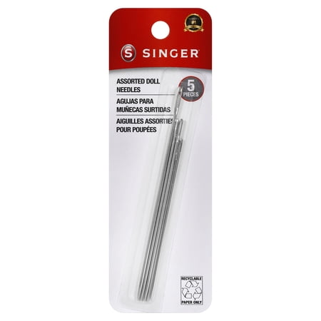 SINGER Steel Doll Hand-Sewing Needles, Assorted Sizes, 5 Pieces