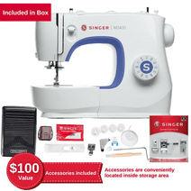 SINGER® Super Bundle Special - M3400 Sewing Machine with Bonus 3-piece Presser Foot Kit, Packed with Specialty Accessories, Built-In Needle Threader, Easy-to-Use, Great for All Sewing Levels