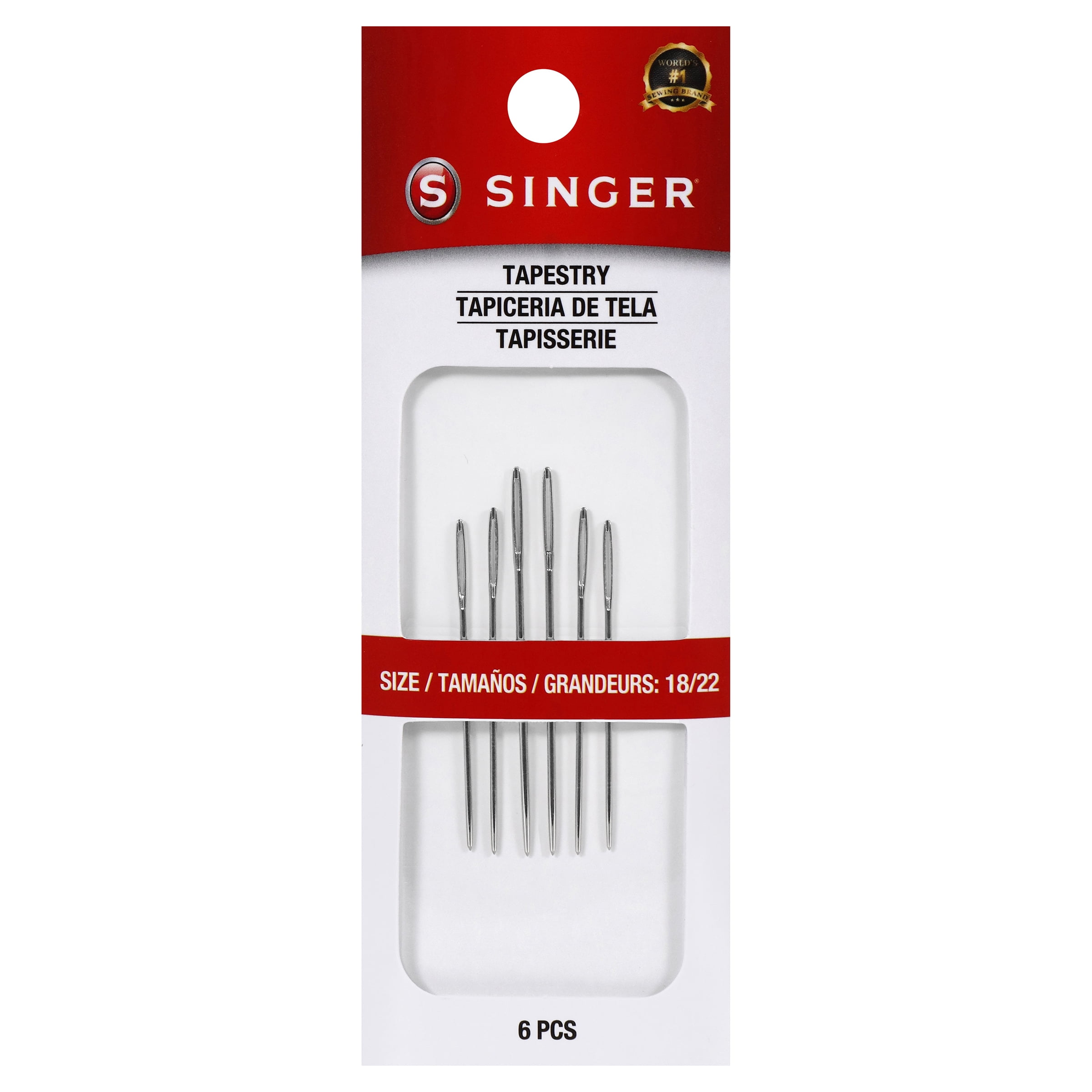 SINGER Tapestry Steel Hand Sewing Needles Set 6 Sizes 18 20