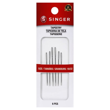 SINGER Tapestry Steel Hand-Sewing Needles, Sizes 18/22, 6 Pieces