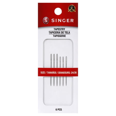 SINGER Tapestry Steel Hand-Sewing Needles, Sizes 24/26, 6 Pieces