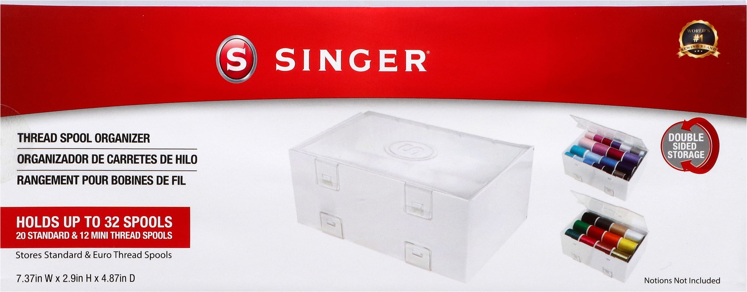SINGER Double-Sided Thread Spool Organizer - Clear Storage Sewing Box ...