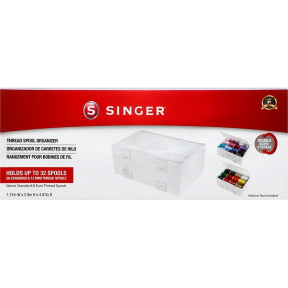 SINGER Double-Sided Thread Spool Organizer - Clear Storage Sewing Box for Embroidery, Craft Room Organization, Stackable Storage Container for Craft & Sewing, Thread Box Storage, Craft Organizer