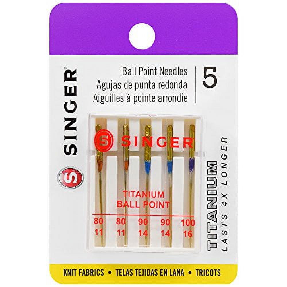 Singer Ball Point Needles SINGER 5-Count Ball Point Titanium Sewing Machine Needles, Mixed Sizes ...